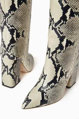 Buy Paris Texas Neutral Anja 100 Knee Boots in Python print