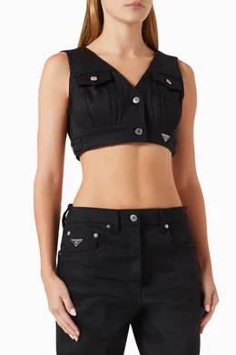 Prada women's black logo bralette top size S - Tops & blouses