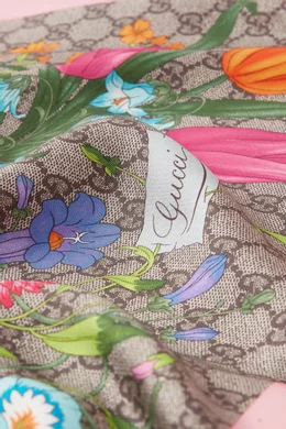 GG Flora print silk scarf