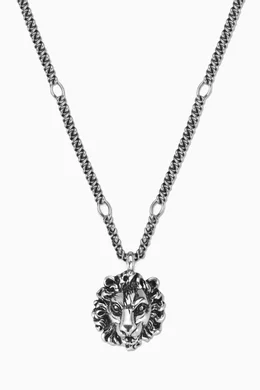Buy Gucci Silver Lion Head Pendant Necklace for Women in UAE Ounass