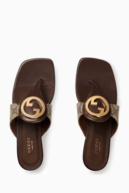 Buy Gucci Brown Blondie Thong Flat Sandals in GG Supreme Canvas Leather for Women in UAE Ounass
