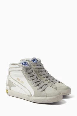 Buy GOLDEN GOOSE White Slide High Top Sneakers in Leather for Boys