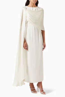 One shoulder top dress with cape