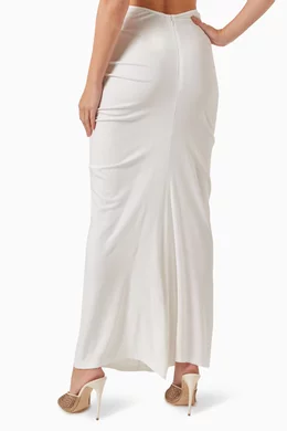 white maxi skirt draped