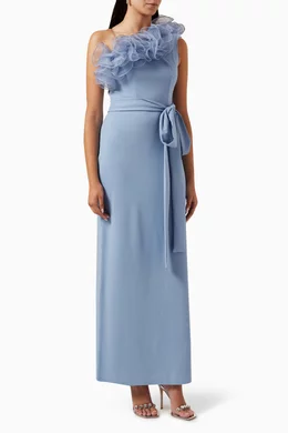 One shoulder dress with ruffle sales