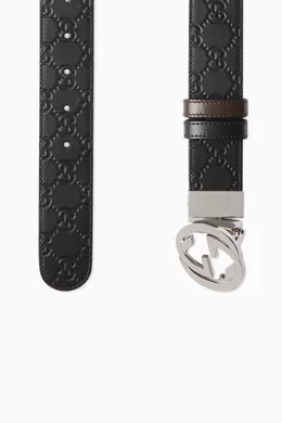 Gucci signature sales leather belt womens