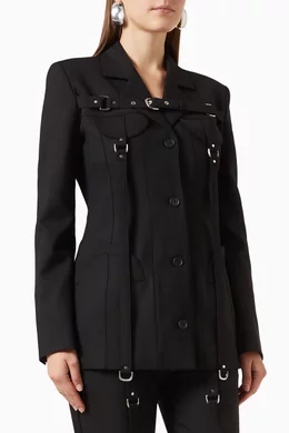 Buy Off White Black Cargo Jacket in Wool blend for Women in UAE