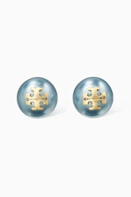 Tory burch crystal pearl stud earrings hot sale