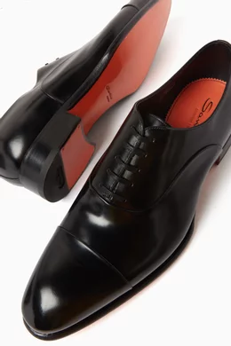 Buy Santoni Black Isaac Oxford Shoes in Calf Leather for Men in