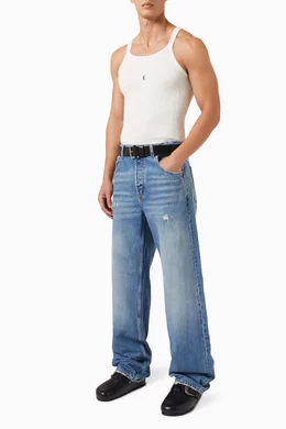 Buy SAINT LAURENT Blue Extreme Baggy Low rise Jeans for Men in UAE Ounass