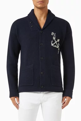 Ralph lauren black sales shawl collar cardigan