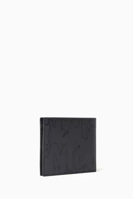 Buy Alexander McQueen Black Graffiti Bi fold Wallet in Calf Leather