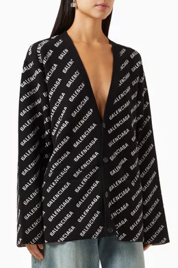 Buy Balenciaga Black Allover Logo Cardigan for Women in UAE Ounass