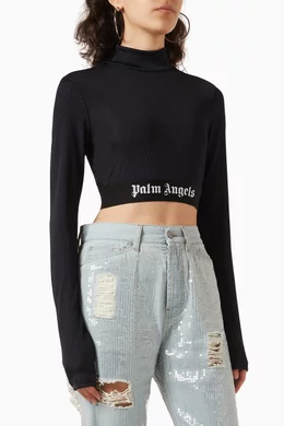 Palm angels long shop sleeve mock neck tee