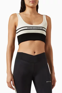 Buy Palm Angels Multicolour Racing Bra Top in Soft Merino Wool for