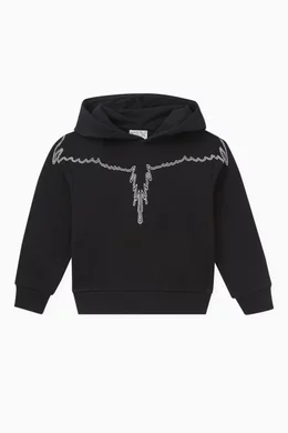 Buy Marcelo Burlon Black Embellished Stitch Wings Hoodie in