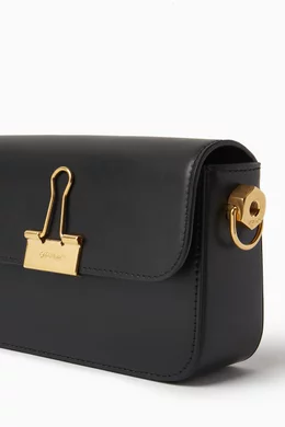 Buy Off White Black Small Plain Binder Shoulder Bag in Leather for Women in UAE Ounass