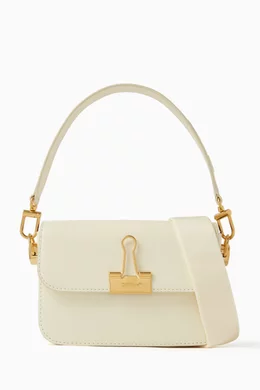Buy Off White Neutral Small Plain Binder Shoulder Bag in Leather for Women in UAE Ounass