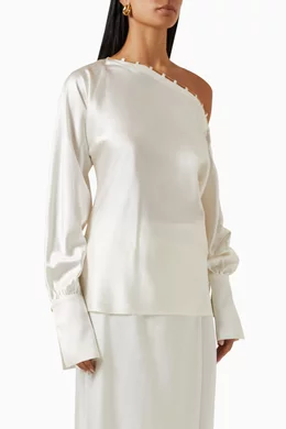 One shoulder silk deals top
