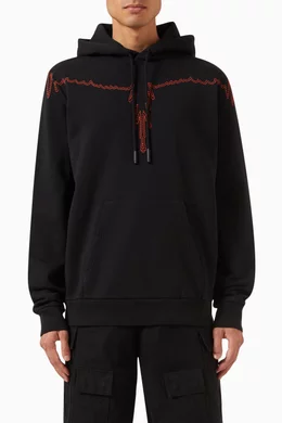 Buy Marcelo Burlon Black Stitch Wings Hoodie in Cotton for Men in