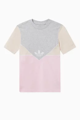 Buy adidas Pink Colour block Logo T shirt in Cotton for Girls in UAE