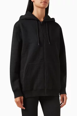 Buy Moschino Black All over Logo Zip up Hoodie in Cotton blend for