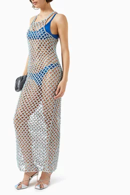 Beaded hot sale fishnet dress