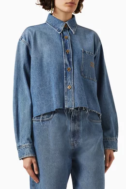 Buy Miu Miu Blue Raw edge Shirt in Denim for Women in UAE Ounass