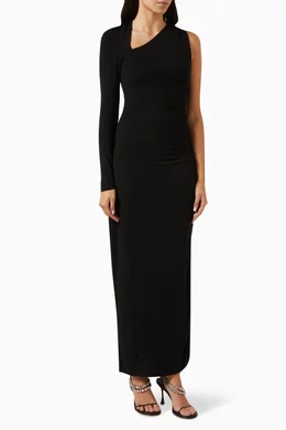 Buy Posse Black Elena One shoulder Maxi Dress in Stretch jersey