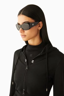 Buy Courreges Black Hybrid 01 Oval Sunglasses in Acetate for Women in UAE Ounass