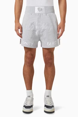 Buy Beautifully Said Grey Muay Thai Shorts in Cotton Jersey for Men in UAE Ounass