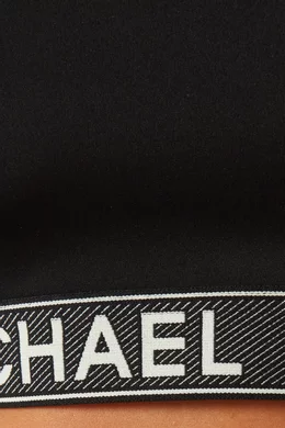 Buy Michael Kors Logo Tape Stretch Nylon Racerback Sports Bra
