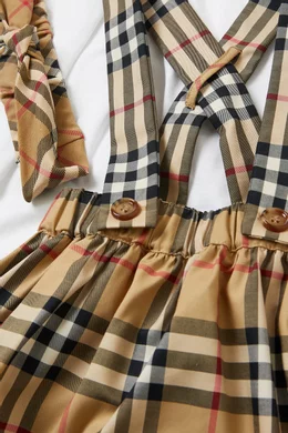 Buy Burberry Neutral Check Print Dress Set in Cotton for Baby