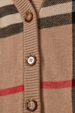 Buy Burberry Neutral Vintage Check pattern Cardigan in Wool for