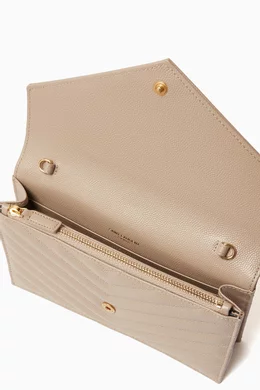 Ysl Envelope Chain Wallet Dark Latte