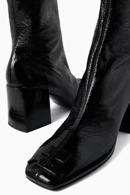 Black vinyl ankle boots top
