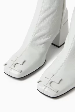 White vinyl discount ankle boots