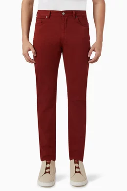 Red slim fit pants discount