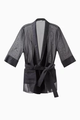 Buy Brunello Cucinelli Grey Monili embellished Kimono in Organza