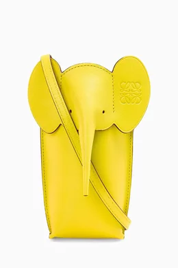 Buy LOEWE Yellow Elephant Pocket Pouch in Classic Calfskin for