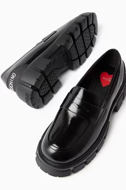 Black shiny tassel shop loafers
