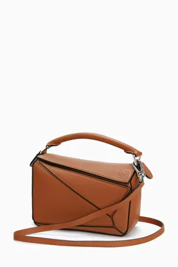 Buy LOEWE Brown Mini Puzzle Bag in Classic Calfskin for Women in