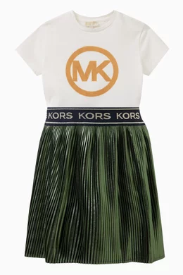 Buy Michael Kors Kids Green Pleated Skirt in Metallic viscose for