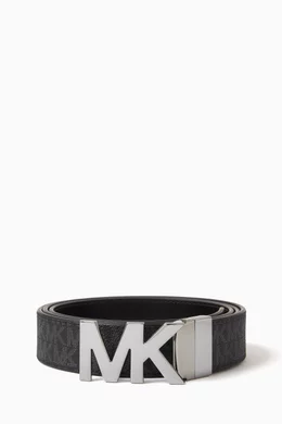 Buy Michael Kors Black Reversible Logo Buckle Belt in Coated