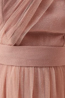 Buy NASS Pink One shoulder Maxi Dress in Glittered tulle for Women in UAE Ounass
