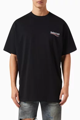 Buy Balenciaga Black Political Campaign T shirt in Cotton Jersey