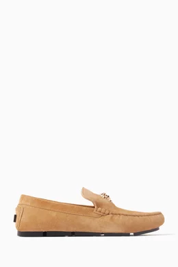 Buy Versace Brown La Medusa Driver Shoes in Suede for Men in UAE Ounass