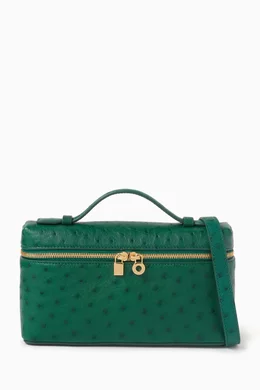 Buy Loro Piana Green Extra Pocket Pouch L19 Bag in Ostrich Leather for Women in UAE Ounass