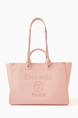 Pre-owned Chanel Deauville Tote In Pink