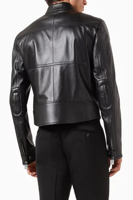 Dolce and gabbana black top leather jacket